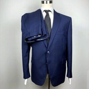 Michael Kors Mens Classic-fit 2-pc Suit Jacket 46S Navy Wool Pants 40x30 E091350